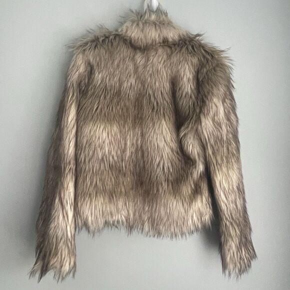 Faux Fur Coat Brown Tan Beige Black Fuzzy Furry Fashion Nova Sz S Jacket Luxury - Picture 2 of 14